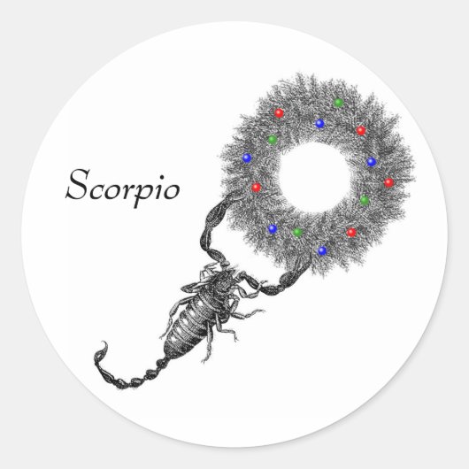 Scorpio Kerstmis Ronde Sticker (Voorkant)