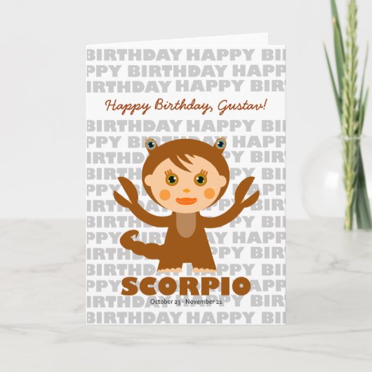 Scorpio signe Zodiac carte d'anniversaire (Devant)
