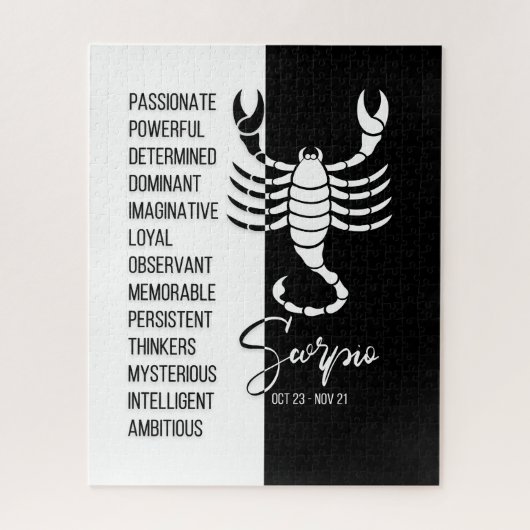 Scorpio signe Zodiac, Puzzle noir et blanc (Vertical)