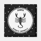 Scorpio signe Zodiaque, Aimant noir et blanc (Devant)