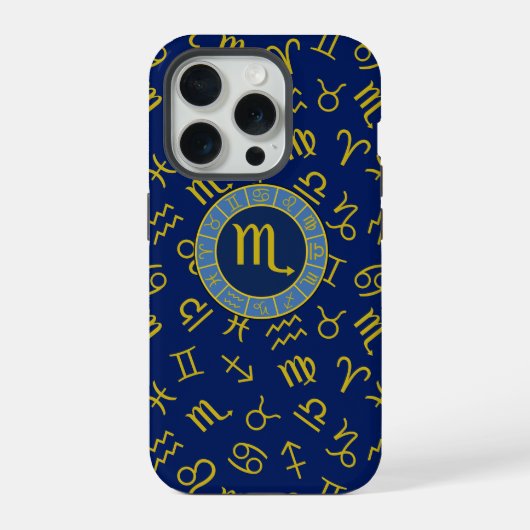 Scorpio Zodiac+Astrology Symbols Pattern Gld+Blues (Verso)