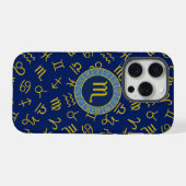 Scorpio Zodiac+Astrology Symbols Pattern Gld+Blues (Verso Horizontal)