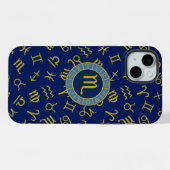 Scorpio Zodiac+Astrology Symbols Pattern Gld+Blues (Verso Horizontal)