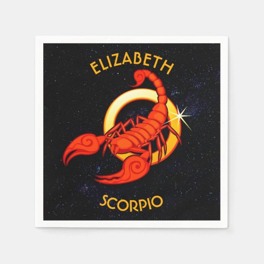 Scorpio Zodiac Birthday-teken met uw aangepaste na Servetten (Voorkant)