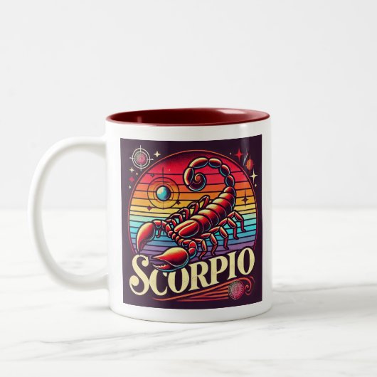 Scorpio Zodiac Café Mug Retro Design (Gauche)