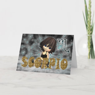 Scorpio Zodiac carte d'anniversaire avec tarte cut