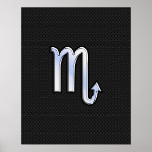 Scorpio Zodiac chrome als Sign black slang skin Poster