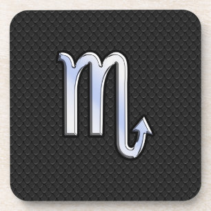 Scorpio Zodiac Chrome als symbool Zwarte slang Dec Onderzetter