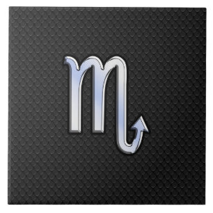 Scorpio Zodiac Chrome als symbool Zwarte slang Dec Tegeltje