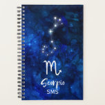 Scorpio Zodiac Constellation Bleu Galaxie Monogram<br><div class="desc">Scorpio Zodiac Constellation Galaxie Bleue Monogramme Design Avec police de script brossé tendance, Aquarelle céleste bleu foncé texture arrière - plan, constellation d'étoiles brillantes, et le symbole Scorpion. Symbole astrologique moderne Horoscope de naissance, est parfait pour tout Scorpion Anniversaire Du 23 octobre au 21 novembre! Avec Monogrammed en option Premier...</div>