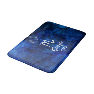 Scorpio Zodiac Constellation Blue Galaxy Monogram Badmat