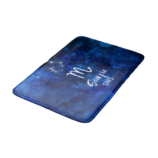 Scorpio Zodiac Constellation Blue Galaxy Monogram Badmat (Gekanteld)