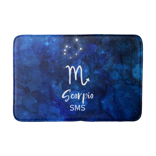 Scorpio Zodiac Constellation Blue Galaxy Monogram Badmat (Voorkant)