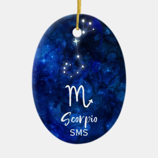 Scorpio Zodiac Constellation Blue Galaxy Monogram Keramisch Ornament (Voorkant)