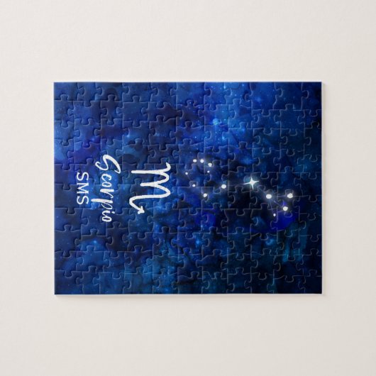 Scorpio Zodiac Constellation Blue Galaxy Monogram Legpuzzel (Horizontaal)
