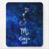 Scorpio Zodiac Constellation Blue Galaxy Monogram Muismat (Voorkant)