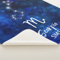 Scorpio Zodiac Constellation Blue Galaxy Monogram