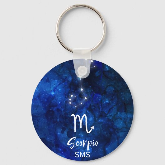 Scorpio Zodiac Constellation Blue Galaxy Monogram Sleutelhanger (Voorkant)