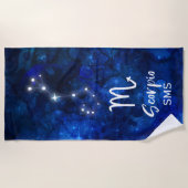 Scorpio Zodiac Constellation Blue Galaxy Monogram Strandlaken (Voorkant)