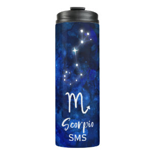 Scorpio Zodiac Constellation Blue Galaxy Monogram Thermosbeker