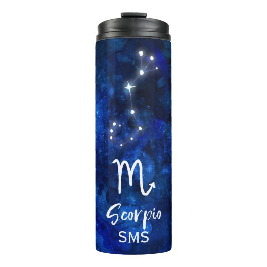 Scorpio Zodiac Constellation Blue Galaxy Monogram Thermosbeker (Voorkant)