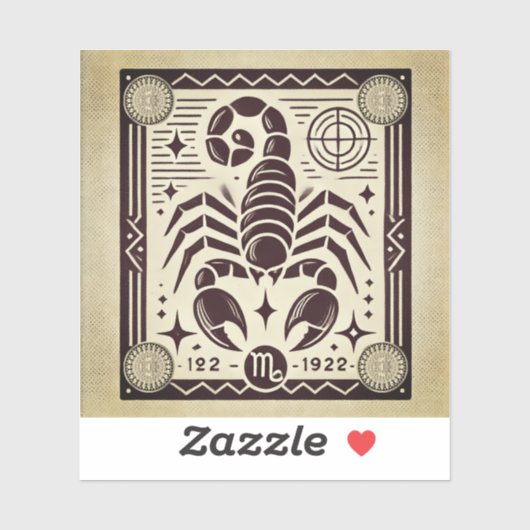 Scorpio Zodiac Custom-Cut Vinyl Sticker Rétro (Feuille)