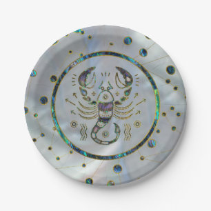 Scorpio Zodiac Gold Abalone op constellatie Papieren Bordje