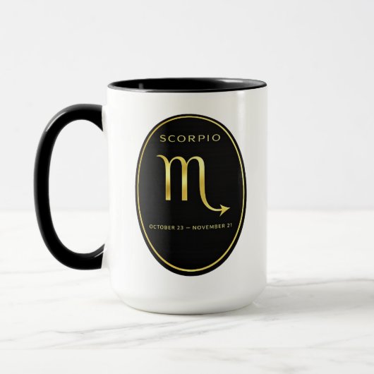 Scorpio Zodiac Gold Oval Emblem Mug | Luxury Astro (Gauche)