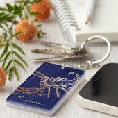 Scorpio Zodiac Navy Blue & Gold Sleutelhanger Desi (Voorkant Rechts)