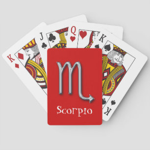 Scorpio Zodiac-Red-faux, metaal Speelkaarten