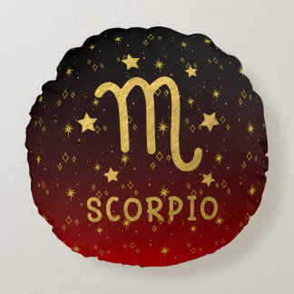 Scorpio Zodiac Rouge et Coussin rond or