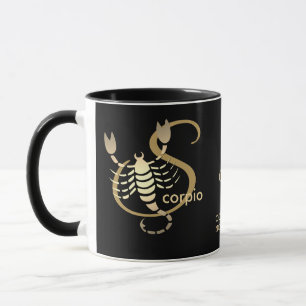 Scorpio ♏ Zodiac Sign/Black en Gold Mok