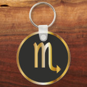 Scorpio Zodiac Sign, Black & Gold Sleutelhanger (Voorkant)