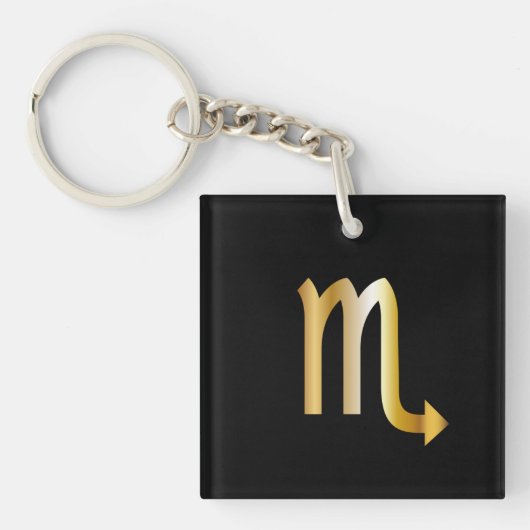 Scorpio Zodiac Sign, Black & Gold Sleutelhanger (Voorkant)