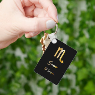 Scorpio Zodiac Sign, Black & Gold Sleutelhanger