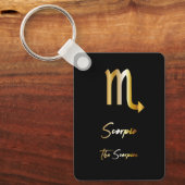 Scorpio Zodiac Sign, Black & Gold Sleutelhanger (Voorkant)