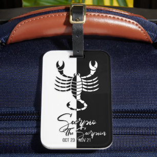 Scorpio Zodiac Sign Black & White Bagagelabel