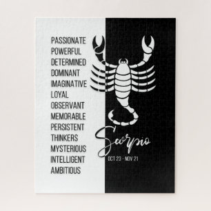 Scorpio Zodiac Sign., Black & White Jigzaag Puzzle Legpuzzel