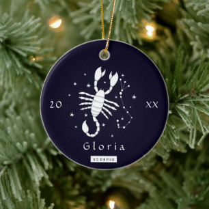 Scorpio Zodiac Sign Horoscope Symboolnaam & Jaar Keramisch Ornament