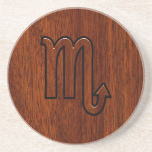 Scorpio Zodiac Sign in Mahogany Brown Style Zandsteen Onderzetter