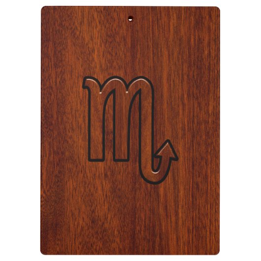 Scorpio Zodiac Sign in Mahogany Style Klembord (Achterkant)