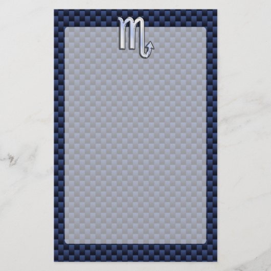 Scorpio Zodiac Sign navy blue koolstofvezel decor Briefpapier (Voorkant)