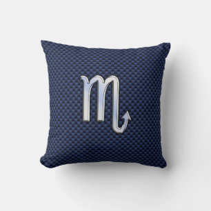Scorpio Zodiac Sign navy blue koolstofvezel decor Kussen