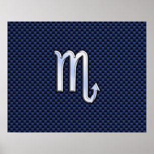 Scorpio Zodiac Sign navy blue koolstofvezel print