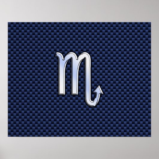 Scorpio Zodiac Sign navy blue koolstofvezel print (Voorkant)