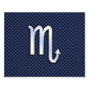Scorpio Zodiac Sign navy blue koolstofvezel print Foto Afdruk