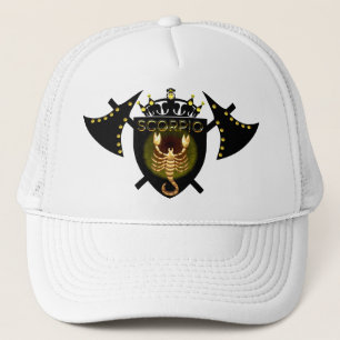 Scorpio Zodiac Sign On Black Shield Trucker Hat Pet