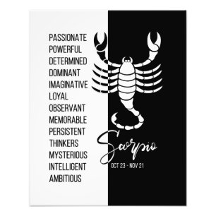 Scorpio Zodiac Sign Print, zwart-wit Foto Afdruk