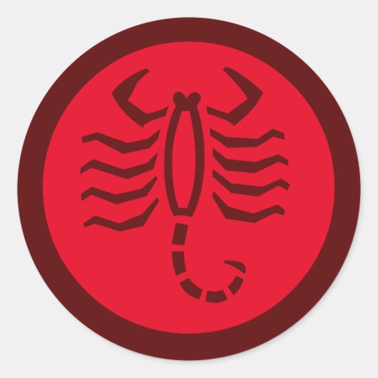 Scorpio Zodiac Sign Red Ronde Sticker (Voorkant)