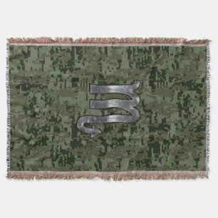 Scorpio Zodiac Sign Woodland Digital Camouflage Deken
